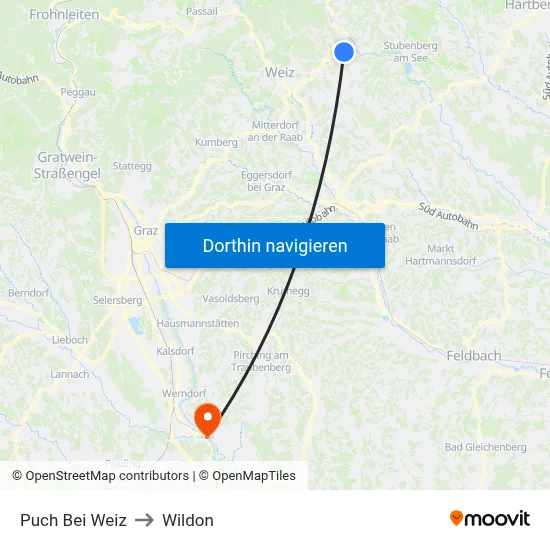 Puch Bei Weiz to Wildon map