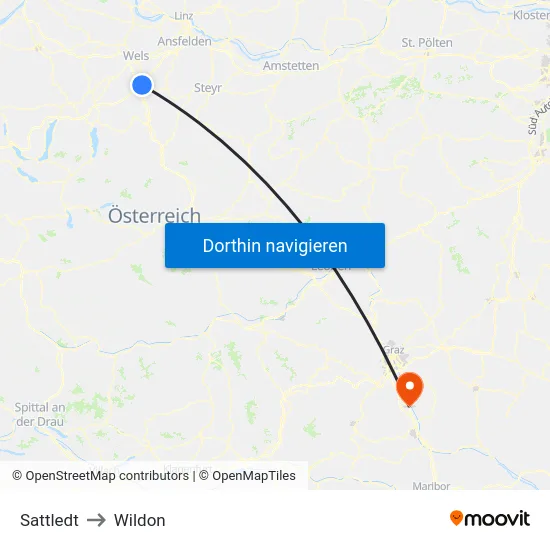 Sattledt to Wildon map