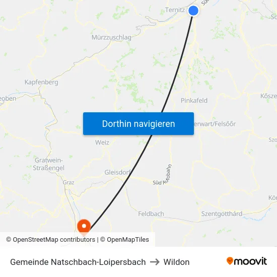 Gemeinde Natschbach-Loipersbach to Wildon map