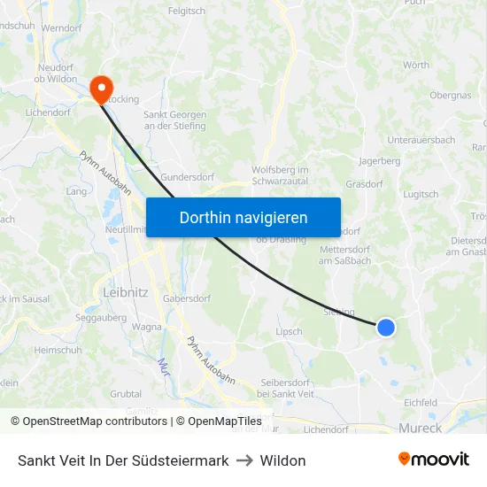 Sankt Veit In Der Südsteiermark to Wildon map