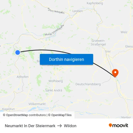 Neumarkt In Der Steiermark to Wildon map