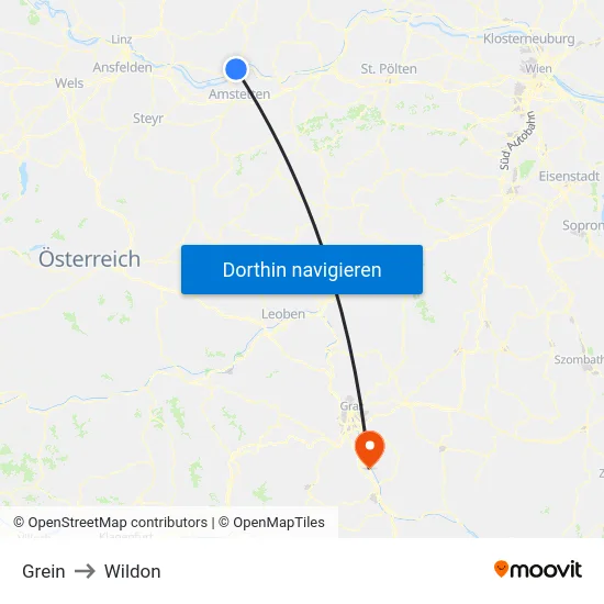 Grein to Wildon map
