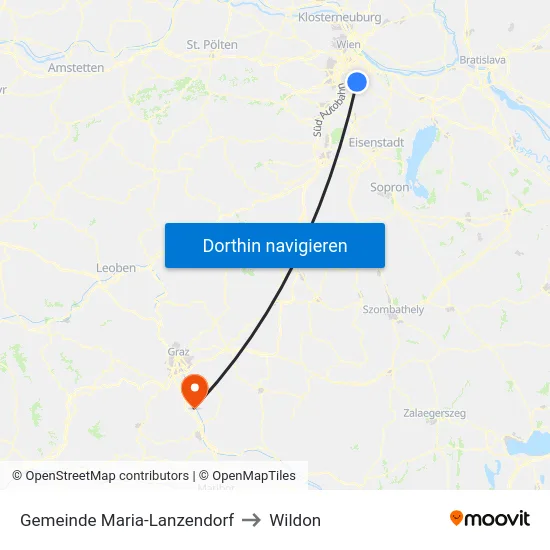 Gemeinde Maria-Lanzendorf to Wildon map