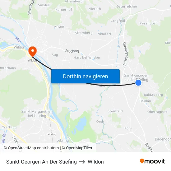 Sankt Georgen An Der Stiefing to Wildon map