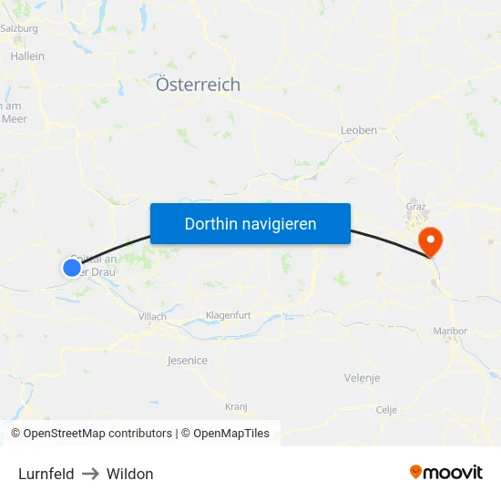 Lurnfeld to Wildon map