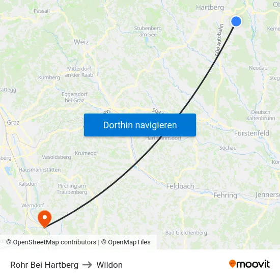 Rohr Bei Hartberg to Wildon map