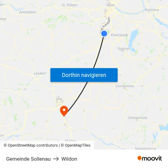 Gemeinde Sollenau to Wildon map