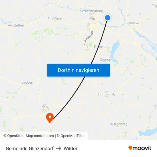 Gemeinde Glinzendorf to Wildon map