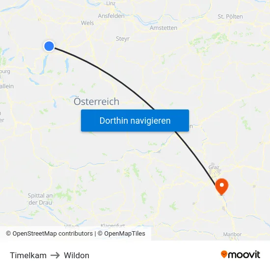 Timelkam to Wildon map