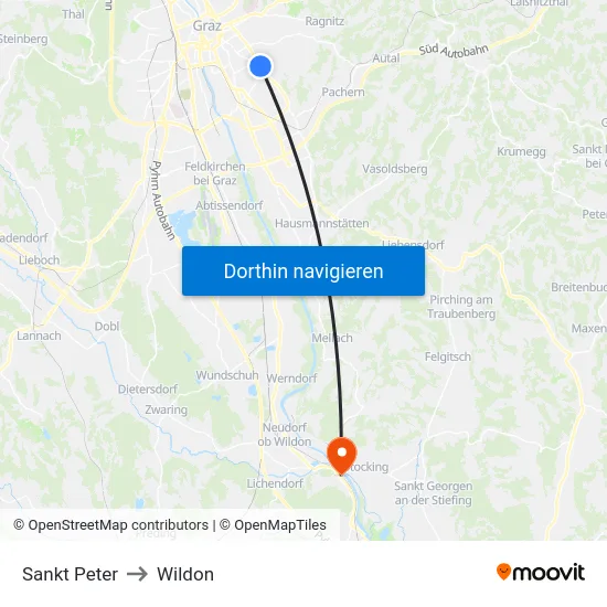 Sankt Peter to Wildon map