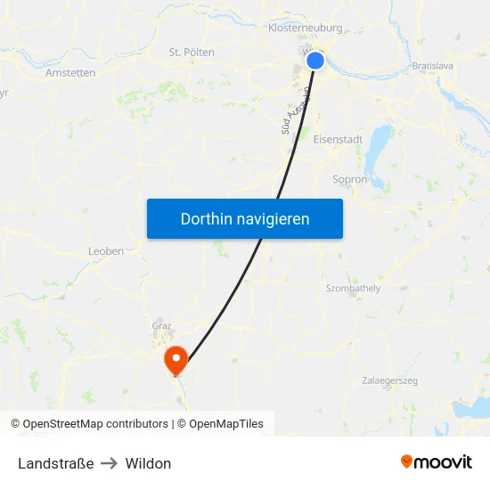 Landstraße to Wildon map