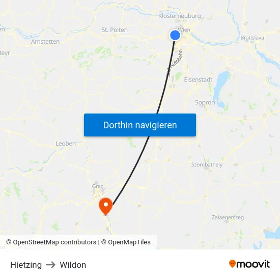 Hietzing to Wildon map