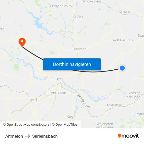 Altmelon to Sarleinsbach map