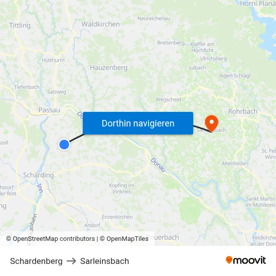 Schardenberg to Sarleinsbach map
