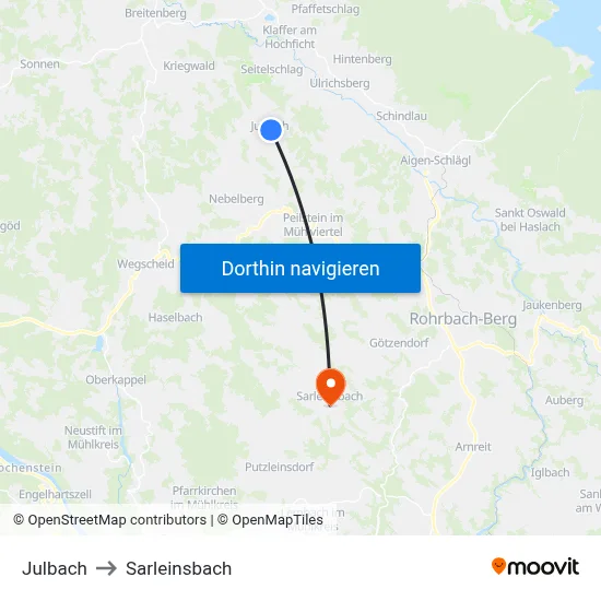 Julbach to Sarleinsbach map