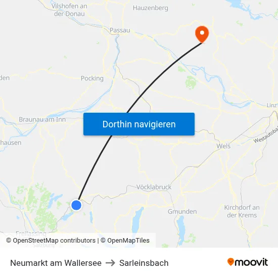 Neumarkt am Wallersee to Sarleinsbach map