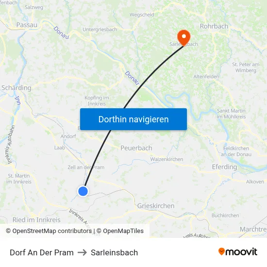 Dorf An Der Pram to Sarleinsbach map