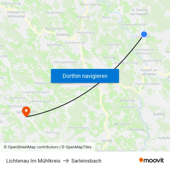 Lichtenau Im Mühlkreis to Sarleinsbach map
