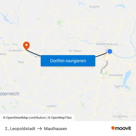 2., Leopoldstadt to Mauthausen map