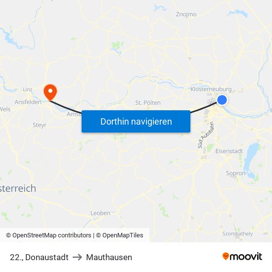 22., Donaustadt to Mauthausen map