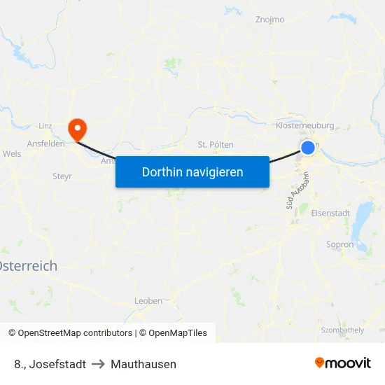 8., Josefstadt to Mauthausen map