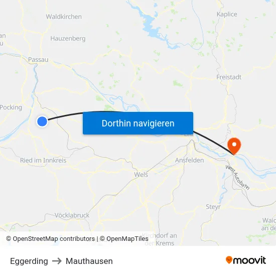 Eggerding to Mauthausen map