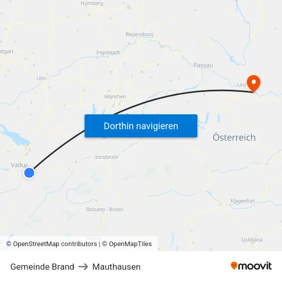 Gemeinde Brand to Mauthausen map