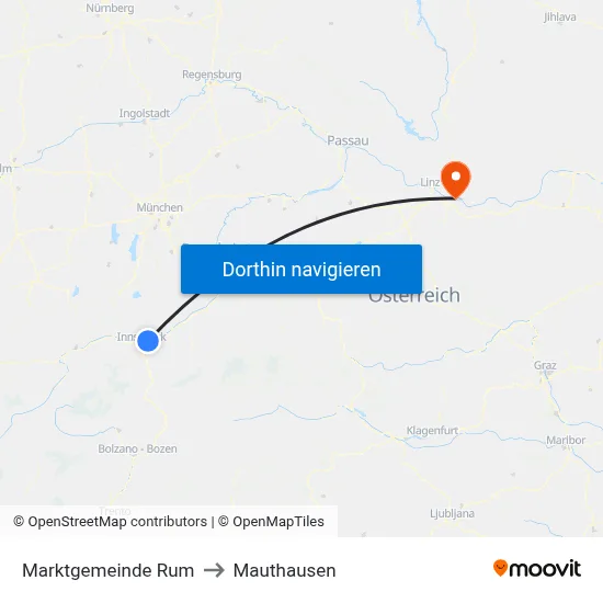 Marktgemeinde Rum to Mauthausen map