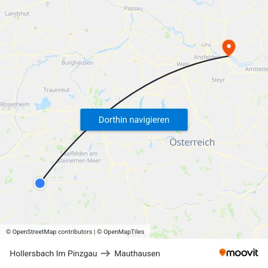 Hollersbach Im Pinzgau to Mauthausen map
