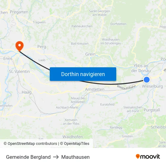 Gemeinde Bergland to Mauthausen map