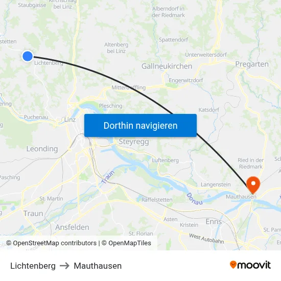 Lichtenberg to Mauthausen map