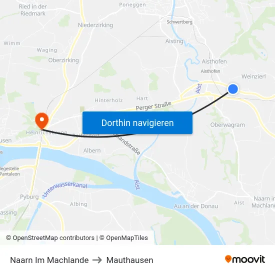 Naarn Im Machlande to Mauthausen map