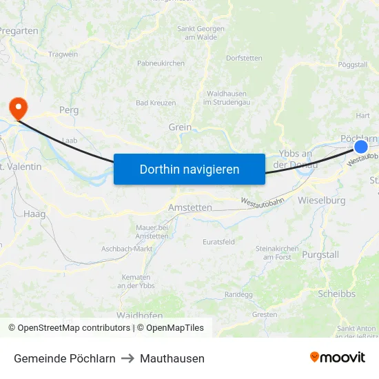 Gemeinde Pöchlarn to Mauthausen map