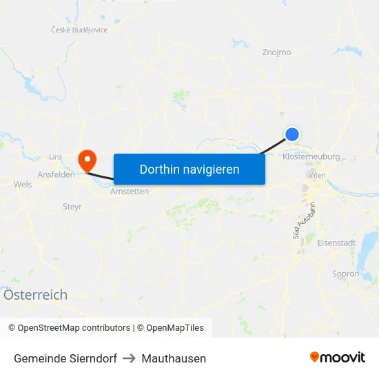 Gemeinde Sierndorf to Mauthausen map