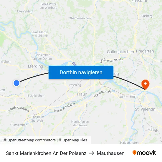 Sankt Marienkirchen An Der Polsenz to Mauthausen map