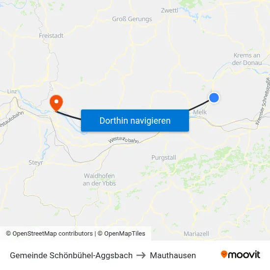 Gemeinde Schönbühel-Aggsbach to Mauthausen map