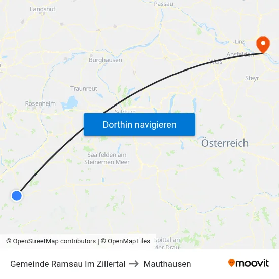 Gemeinde Ramsau Im Zillertal to Mauthausen map