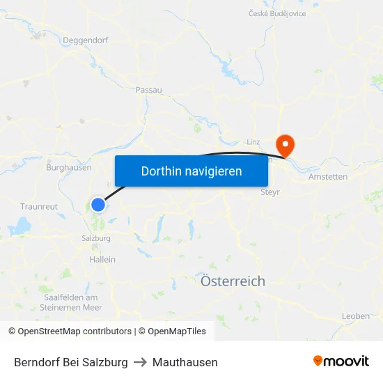 Berndorf Bei Salzburg to Mauthausen map