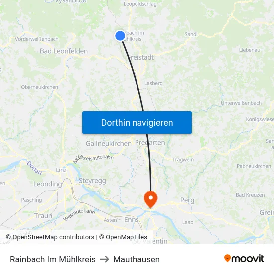 Rainbach Im Mühlkreis to Mauthausen map