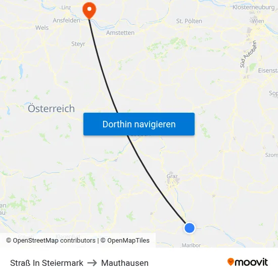 Straß In Steiermark to Mauthausen map