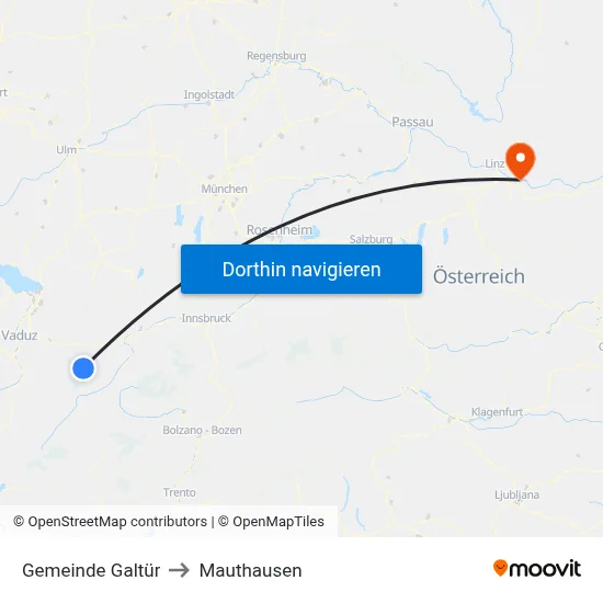 Gemeinde Galtür to Mauthausen map