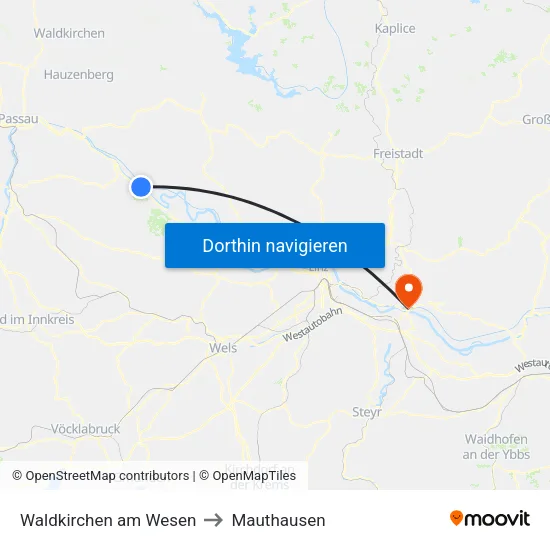 Waldkirchen am Wesen to Mauthausen map