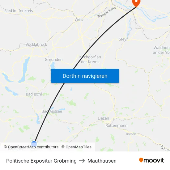 Politische Expositur Gröbming to Mauthausen map