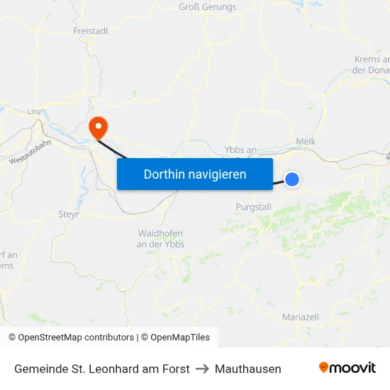 Gemeinde St. Leonhard am Forst to Mauthausen map