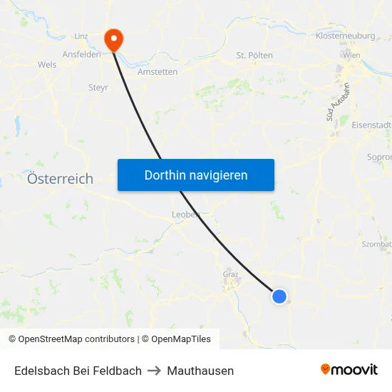 Edelsbach Bei Feldbach to Mauthausen map