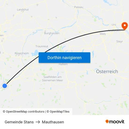 Gemeinde Stans to Mauthausen map