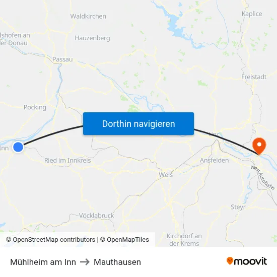 Mühlheim am Inn to Mauthausen map