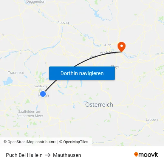 Puch Bei Hallein to Mauthausen map