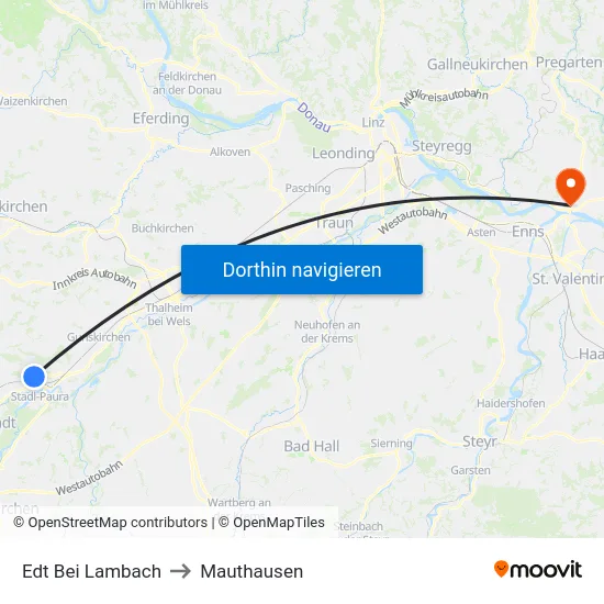 Edt Bei Lambach to Mauthausen map
