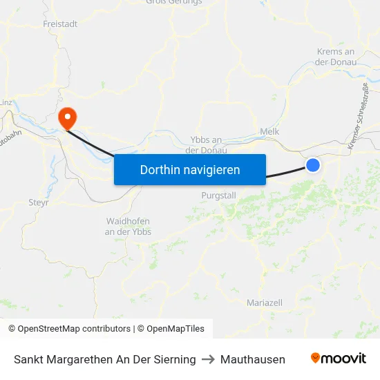 Sankt Margarethen An Der Sierning to Mauthausen map